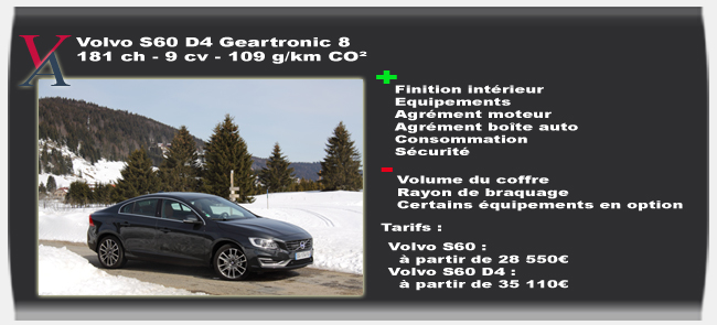 Essai Volvo S60 D4 2015 - Vivre Auto